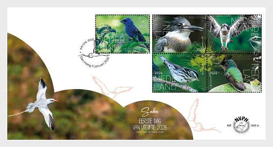 2026 Experimente la Naturaleza - Aves Saba - Sobre de Primer Dia