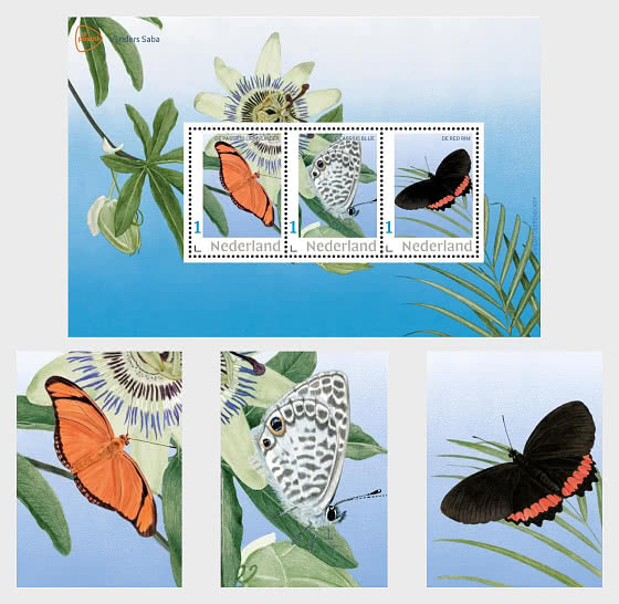 2026 Mariposas de Postset Saba - Hojas Bloque