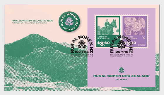 2026 PRE-ORDER Rural Women New Zealand 100 Years Miniature Sheet First Day Cover - First Day Cover MS