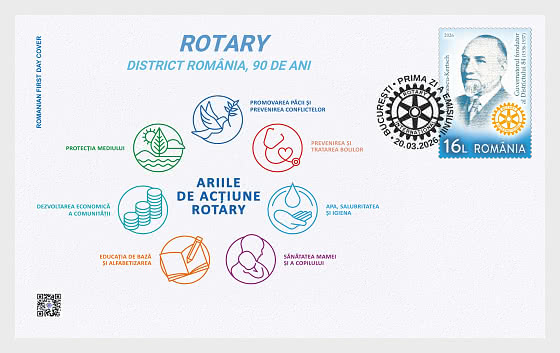 2026 Rotary, Distrito de Rumania, 90 Años Ereván - Sobre de Primer Dia