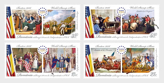 2026 Weltbriefmarkenausstellung in Boston – Rumänien Feiert 250 Jahre Unabhängigkeit der USA - Serie