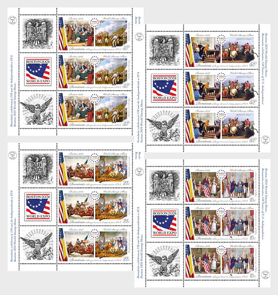 2026 Weltbriefmarkenausstellung in Boston – Rumänien Feiert 250 Jahre Unabhängigkeit der USA - Bogenserie