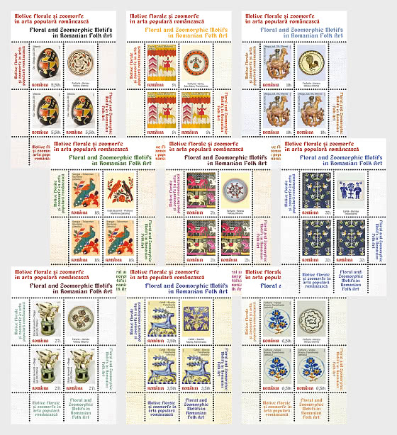 2026 Motifs Floraux et Zoomorphes dans l'art Populaire Roumain - Mini-feuilles