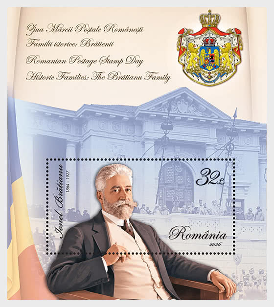 2026 Romanian Postage Stamp Day - Historical Families, The Bratianu Family - Miniature Sheet