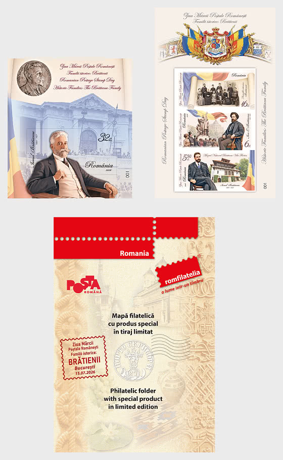 2026 Romanian Postage Stamp Day - Historical Families, The Bratianu Family - Special Folder
