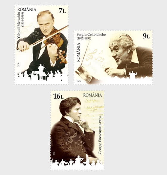 2026 Concorso Internazionale George Enescu - Musicisti Famosi, George Enescu, Sergiu Celibidache e Yehudi Menuhin - Serie