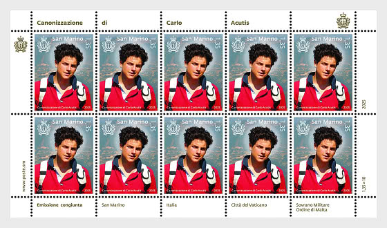 2025 Canonization of Carlo Acutis - Joint Issue San Marino - Italy - Vatican - Sovereign Order of Malta - Sheetlets