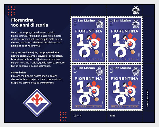 2026 Centenaire de la Fiorentina - Mini-feuilles CTO