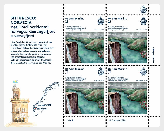 2026 Sitios del Patrimonio Mundial de la UNESCO – Noruega - Mini Hojas
