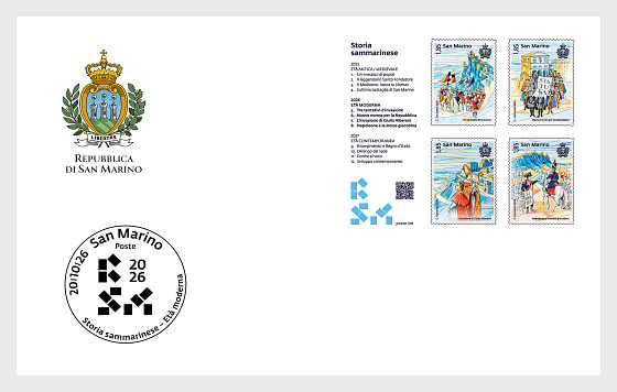 2026 Geschichte San Marinos - Neuzeit - Ersttagbriefe