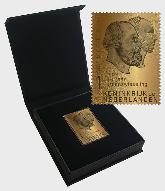 2024 Goldstempel - König Willem II und Willem III - Goldene Briefmarke
