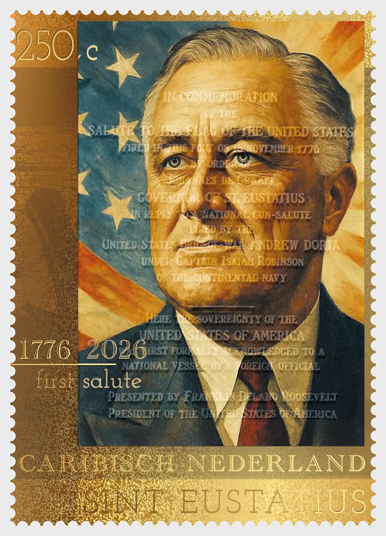 2026 Gold Stamp - President Roosevelt with Text of Plaque - Gold Stamp