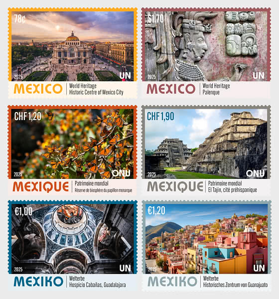 2025 UNESCO-Welterbe – Mexiko - (3 Oficinas) - Serie CTO