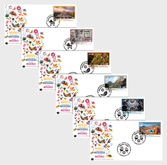 2025 联合国教科文组织世界遗产——墨西哥 - (3 个办事处) - 首日封