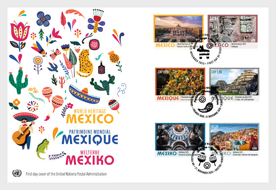 2025 联合国教科文组织世界遗产——墨西哥 - (3 个办事处) - 收藏品