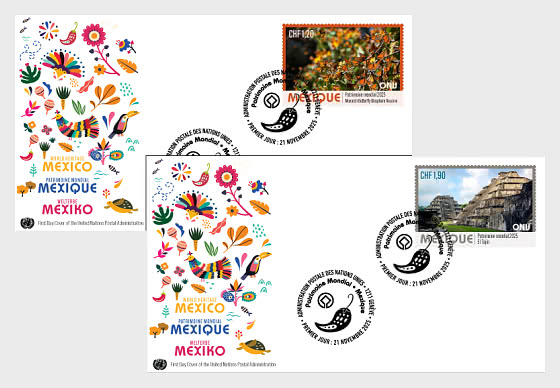 2025 UNESCO-Welterbe – Mexiko - (Genf) - Ersttagsbrief Einzelmarken