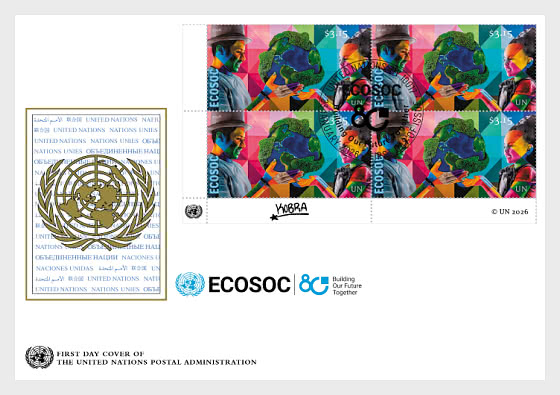 2026 ECOSOC 80. Jahrestag NY Endgültig - Ersttagsbrief Viererblock