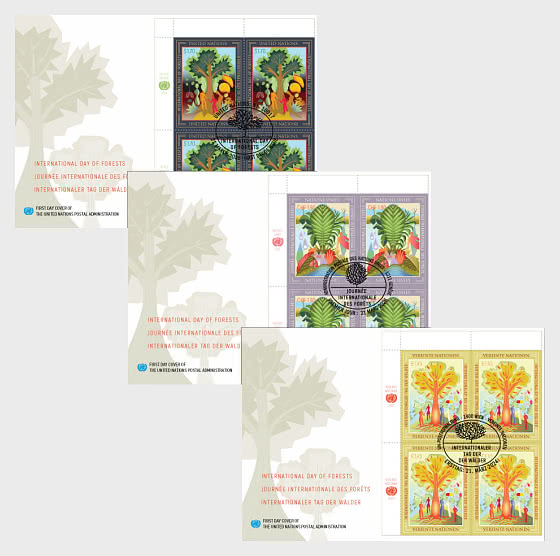 2026 Internationaler Tag des Waldes - (3 Bureaux) - Ersttagsbrief Viererblock