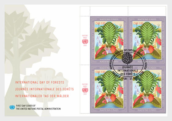 2026 Giornata internazionale delle Foreste - (Ginevra) - FDC bloco di 4